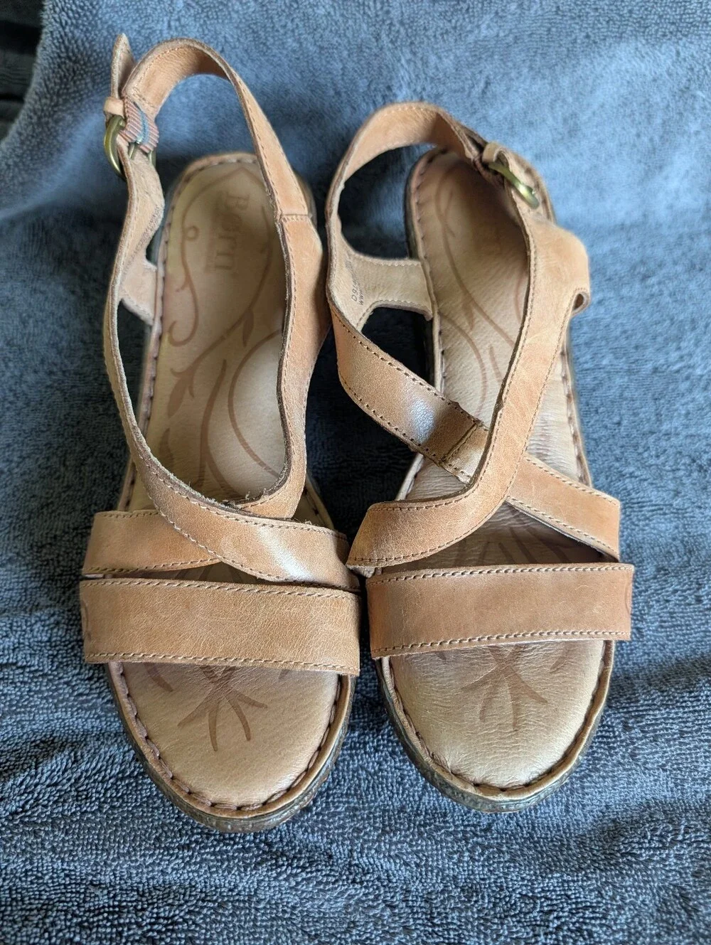 Born Tan Leather Strappy Sandals - Handcrafted - Size 7 - Good Condition